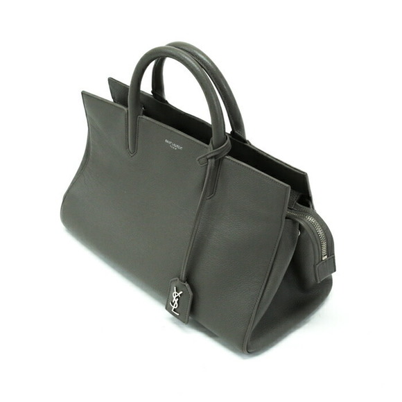 Saint Laurent Cabas Rive Gauche Leather Shoulder Bag Grey - Picture 4 of 10